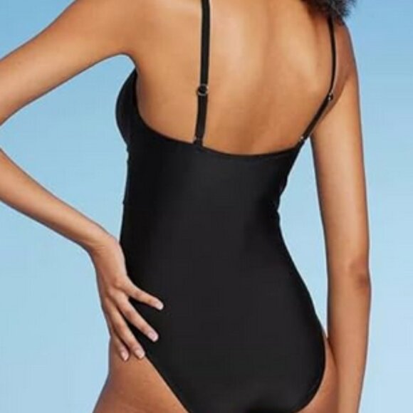 Shade & Shore | Black Mesh Front One Piece Swimsuit Size 16 NWT - Picture 4 of 10